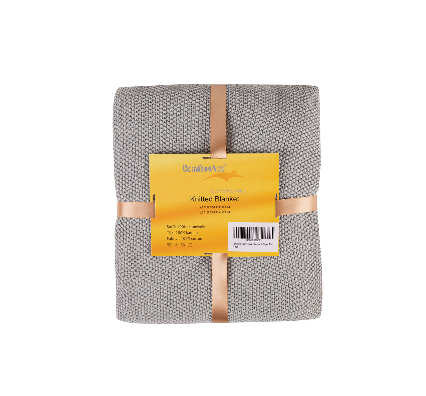ComfortAce Albufeira Woondeken 150x200 cm – 100% Katoen – Gebreide Plaid – Vapor Blue[DSA15201-VAPOR.B]